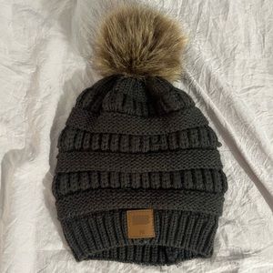 Gray knit winter hat